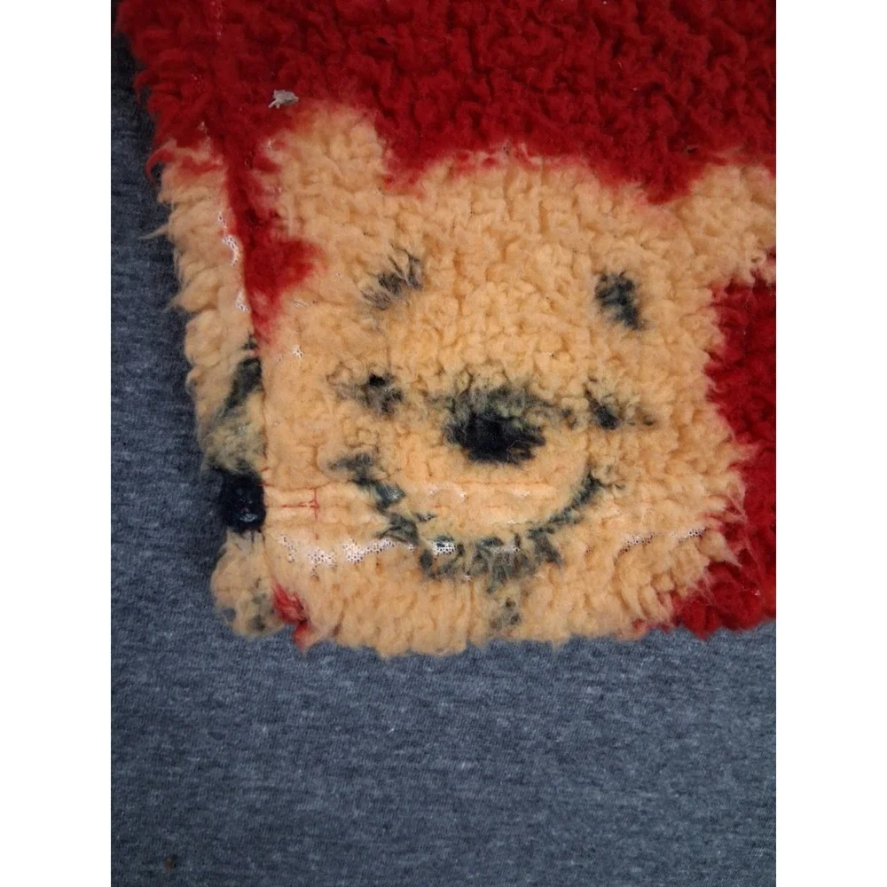 Disney Store Adult Sweatshirt Large Red Yellow AOP Winnie The Pooh Plush Fleece